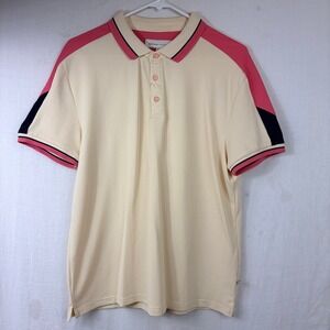 Across The Pond Golf Polo Sz Medium Nylon Stretch Ivory Breathable Lightweight